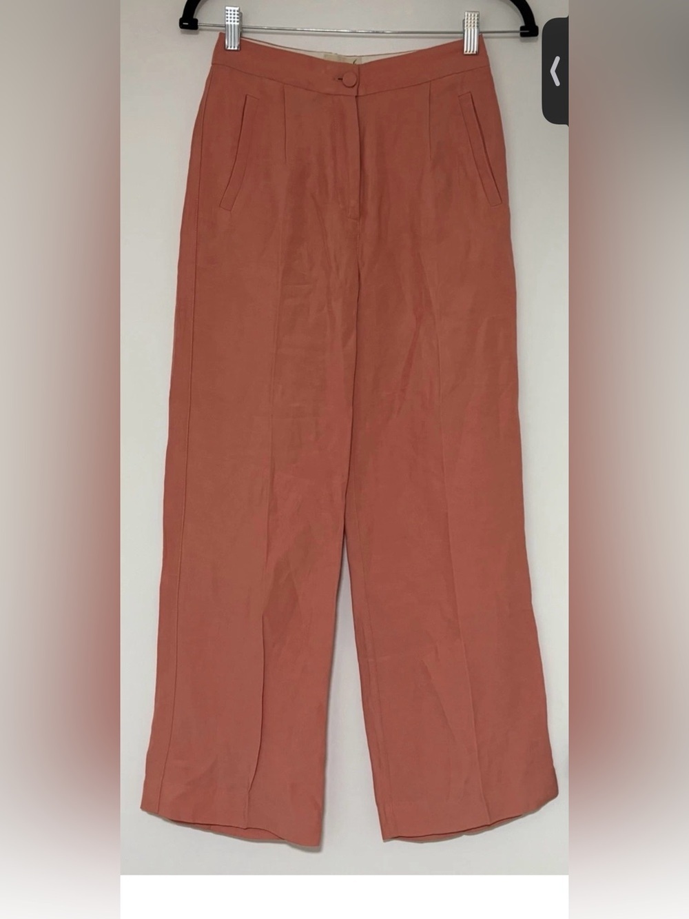 Sezane Women’s Coral Orange Wide Leg Linen Blend Pants Size 34/ US 2